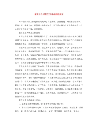 新员工个人转正工作总结精选范文