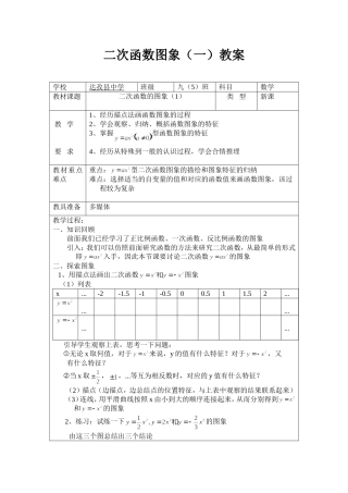 二次函数图象(1)教案