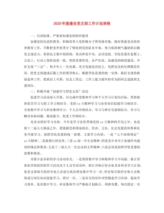2020年基建处党支部工作计划表格 