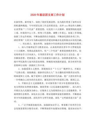 2020年基层团支部工作计划 