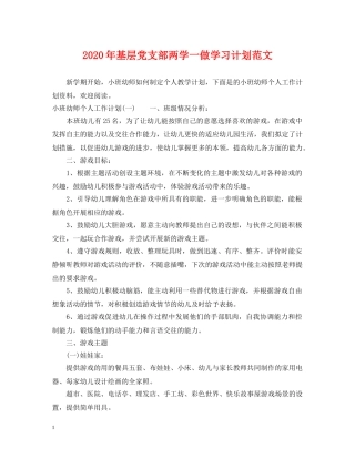 2020年基层党支部两学一做学习计划范文 