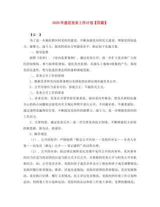 2020年基层党务工作计划【四篇】 
