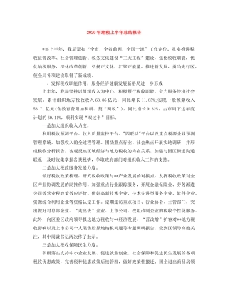 2020年地税上半年总结报告 