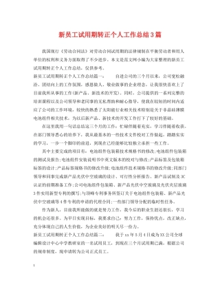 新员工试用期转正个人工作总结3篇