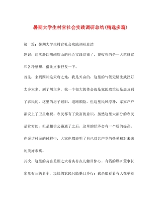 暑期大学生村官社会实践调研总结精选多篇)