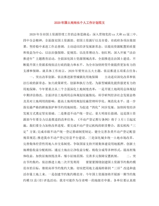 2020年国土局局长个人工作计划范文 