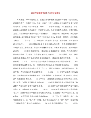 2020年团支部书记个人工作计划范文 