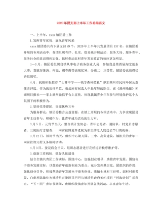 2020年团支部上半年工作总结范文 
