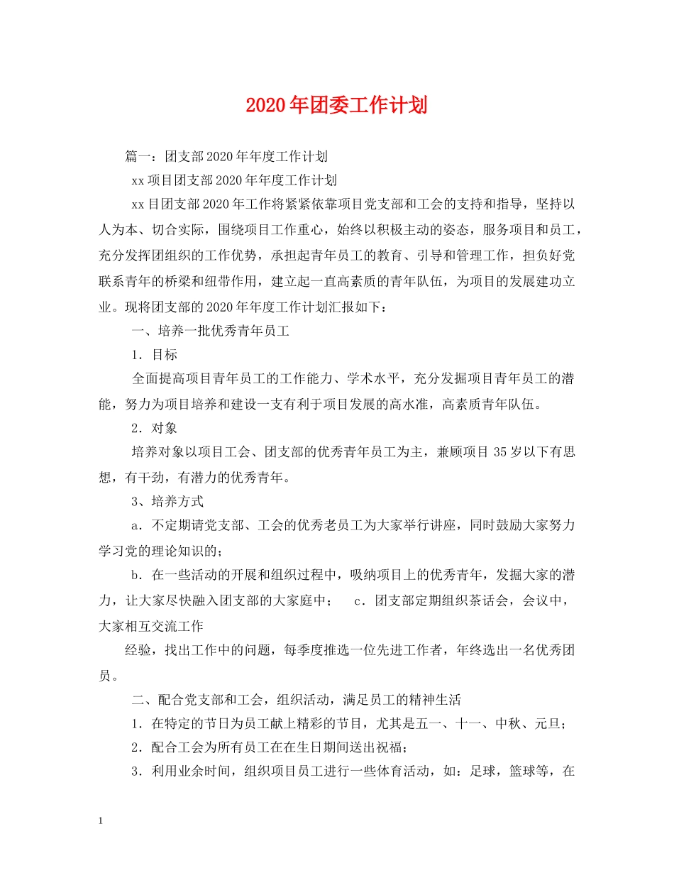 2020年团委工作计划3 _第1页