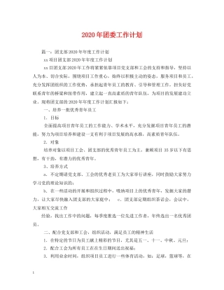2020年团委工作计划3 