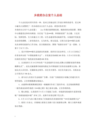 乡政府办公室个人总结