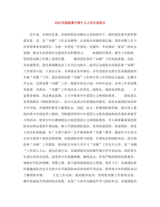 2020年团县委干部个人工作计划范文 
