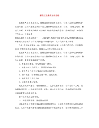 新员工业务员工作总结