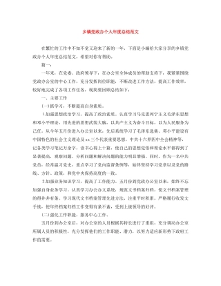 乡镇党政办个人年度总结范文