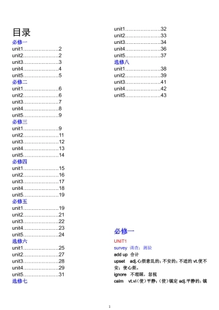 高中英语必修1至5词汇大全-人教版