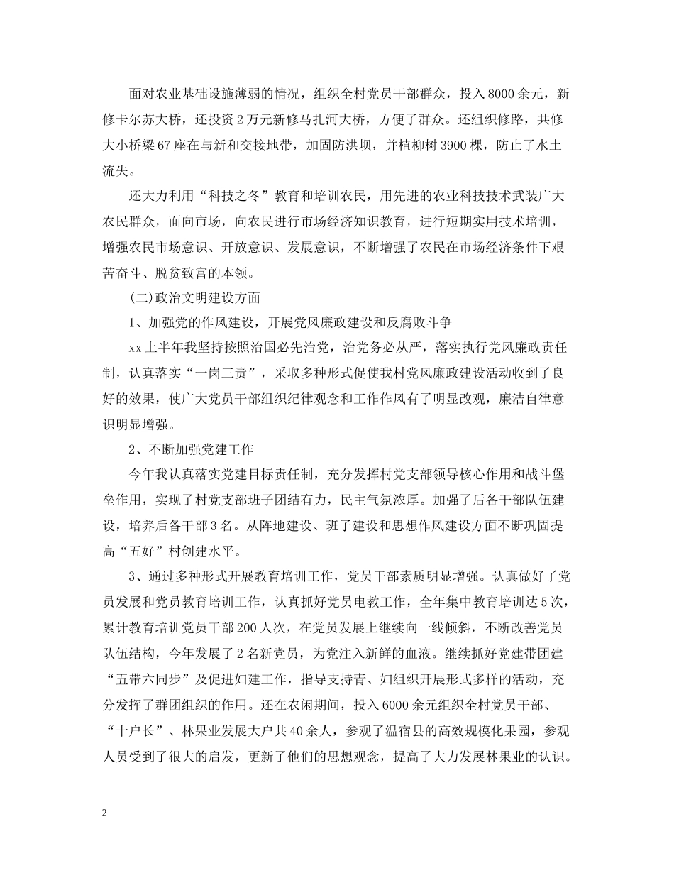 2020年村党支部书记年终工作总结_第2页