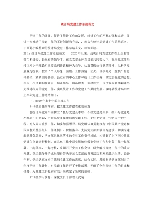 统计局党建工作总结范文