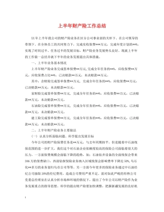 上半年财产险工作总结