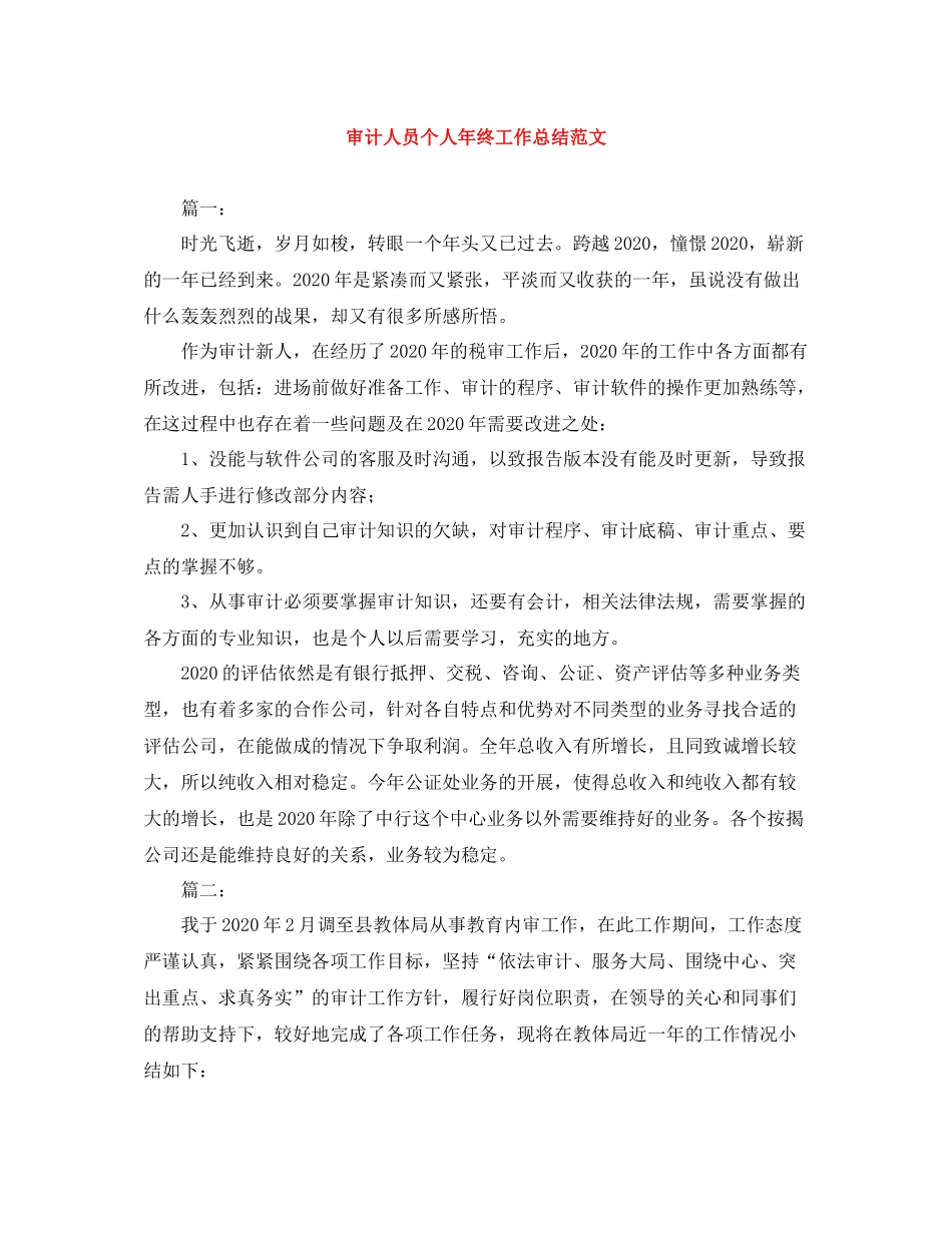 审计人员个人年终工作总结范文_第1页