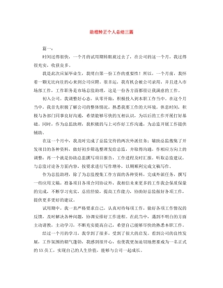 助理转正个人总结三篇