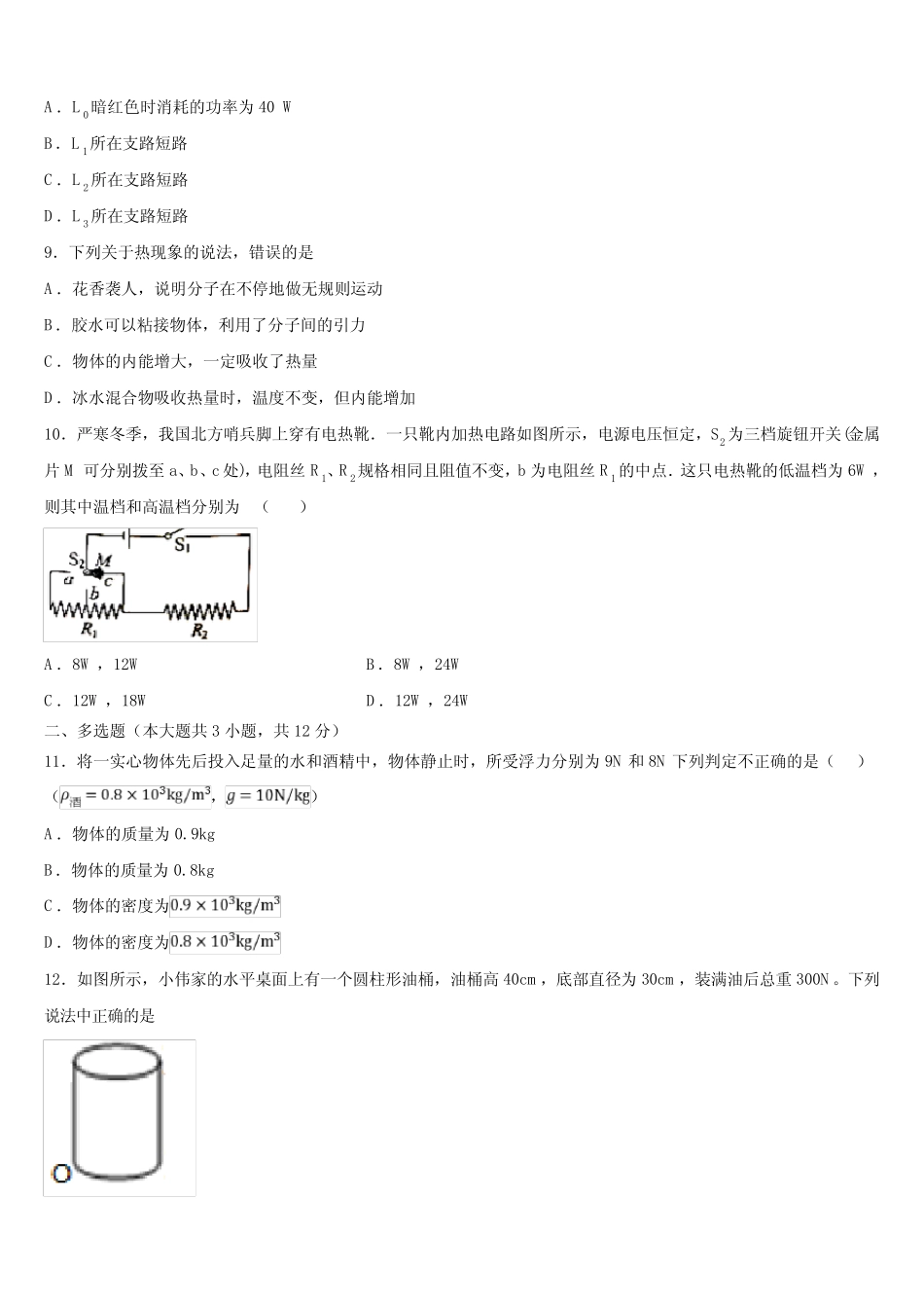 2024届湖北省武汉市武昌区第四十六中学中考五模物理试题含解析_第3页