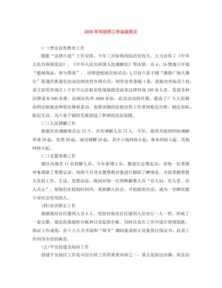 2020年司法所工作总结范文 
