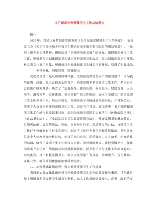 文广新局年度爱国卫生工作总结范文