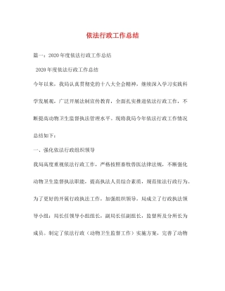 依法行政工作总结