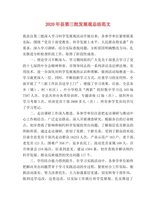 2020年县第三批发展观总结范文 
