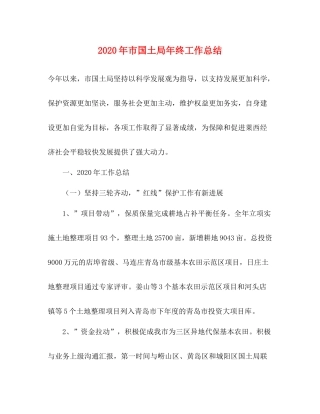 2020年市国土局年终工作总结