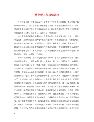 夏令营工作总结范文
