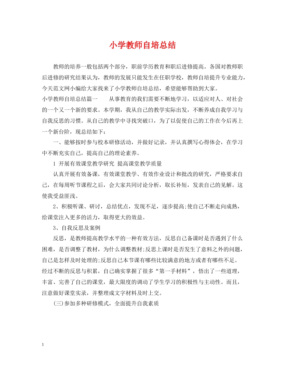 小学教师自培总结_第1页