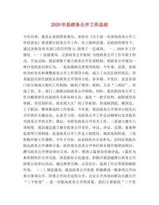 2020年县政务公开工作总结 