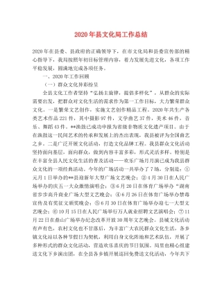 2020年县文化局工作总结 