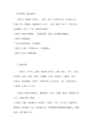 跌打损伤药方大全