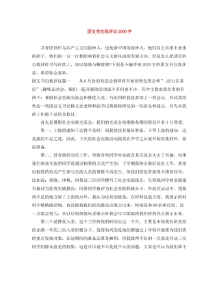 团支书自我评议字