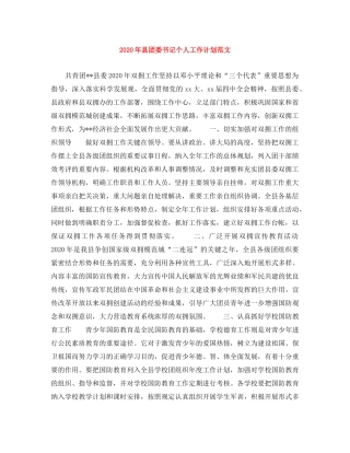 2020年县团委书记个人工作计划范文 