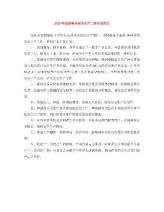 2020年县商务局安全生产工作计划范文 