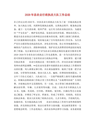 2020年县农业行政执法大队工作总结 