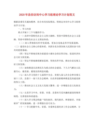 2020年县信访局中心学习组理论学习计划范文 
