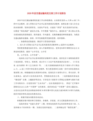 2020年县交通运输局党支部工作计划报告 