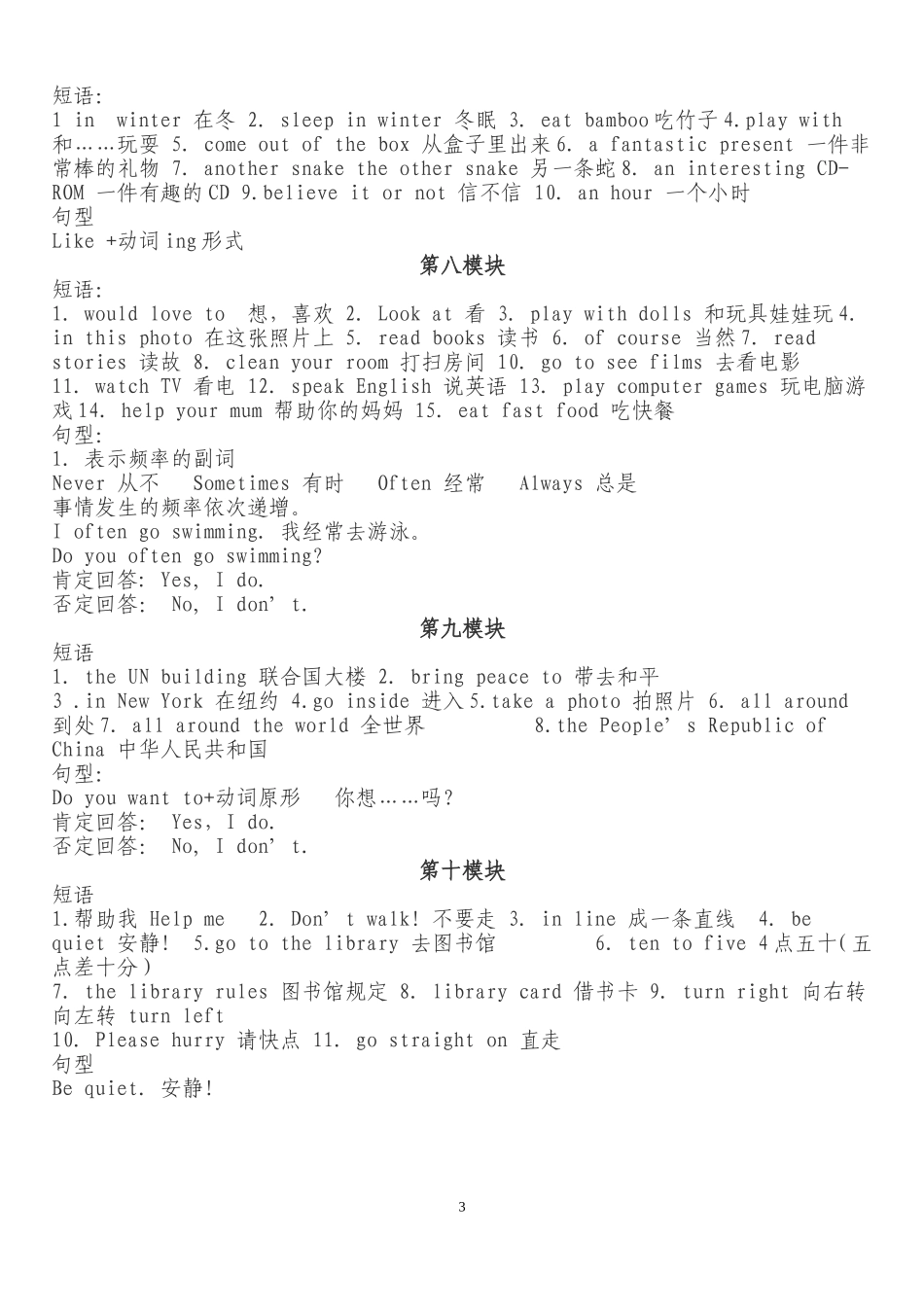 外研版六年级(上册)期末复习要点_第3页