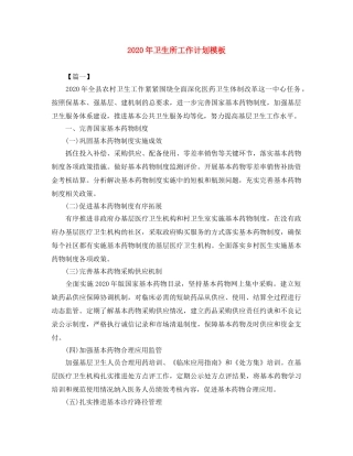2020年卫生所工作计划模板 