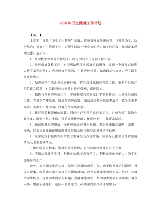 2020年卫生保健工作计划 