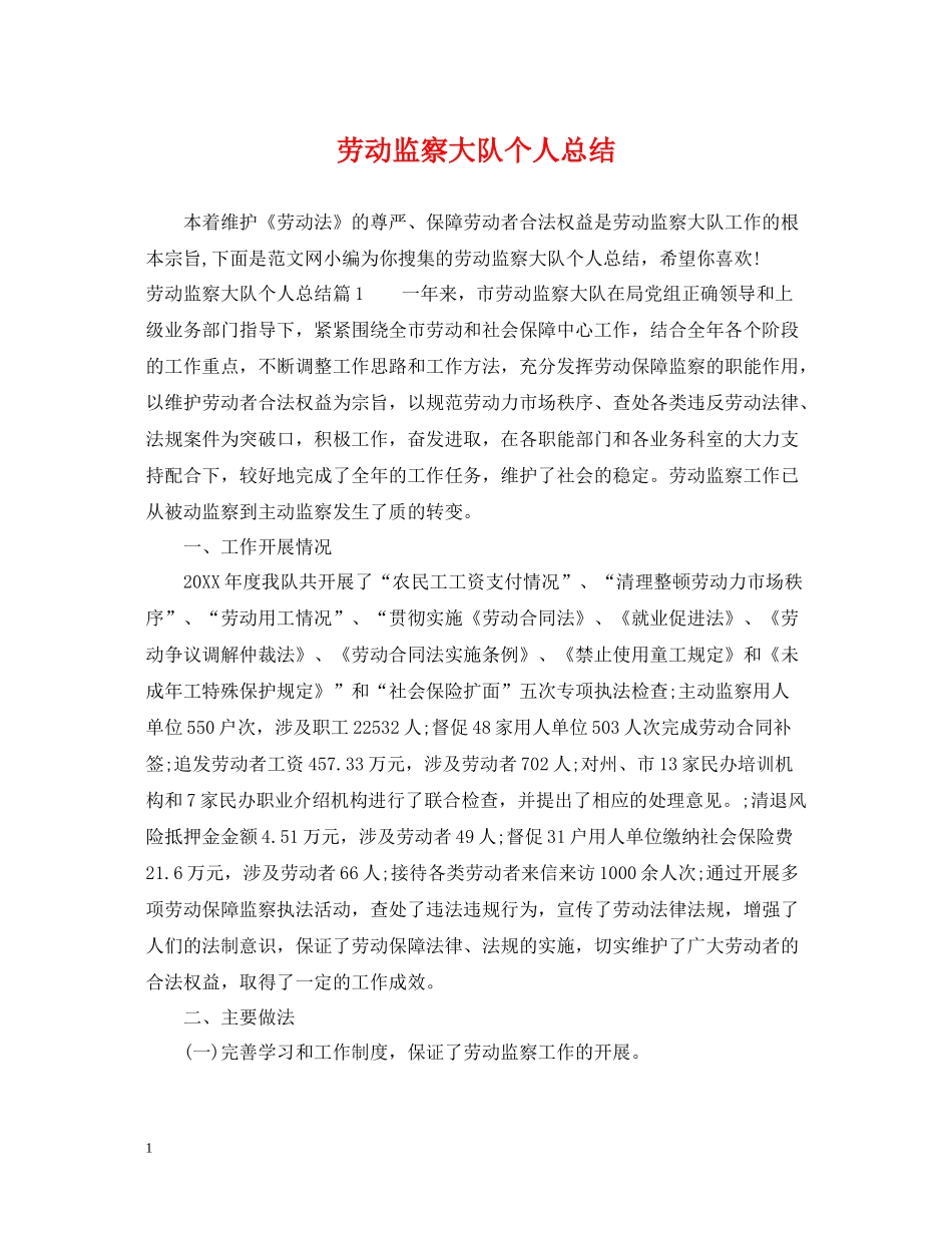 劳动监察大队个人总结_第1页