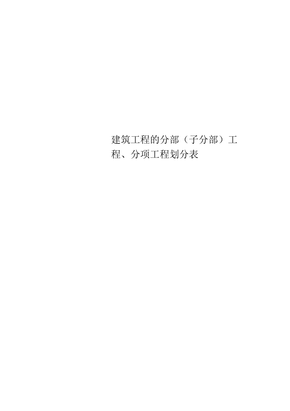 建筑工程的分部(子分部)工程、分项工程划分表_第1页