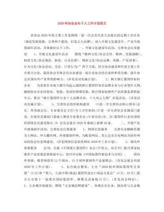 2020年协会会长个人工作计划范文 