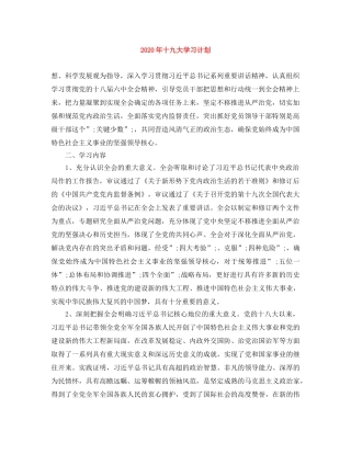 2020年十九大学习计划 