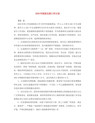 2020年医院支部工作计划 