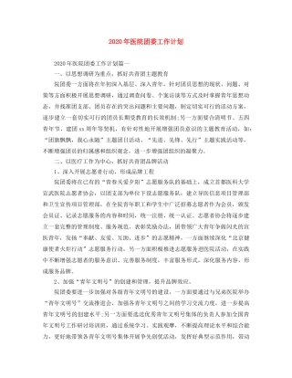 2020年医院团委工作计划 